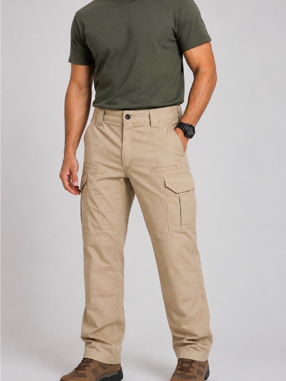 Men's Cargo Pants in Tan - Durable Utility Trousers